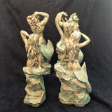 homestyles 21 in. Sexy Triton Merman Male Mermaid on Nautical Rock Bronze Patina Beach and Pool Statue