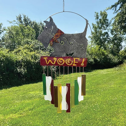 Blue Handworks Glass Wind Chime, Angus Scottie Dog