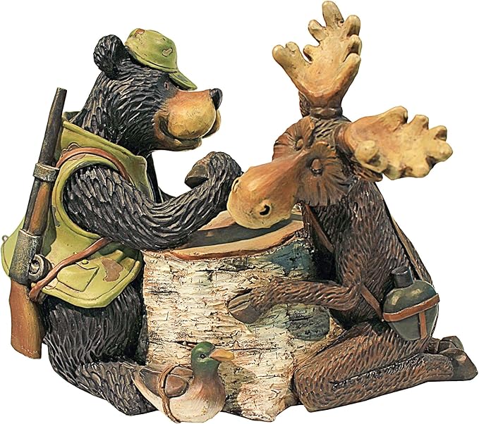 Design Toscano Moose and Black Bear Arm Wrestling Statue