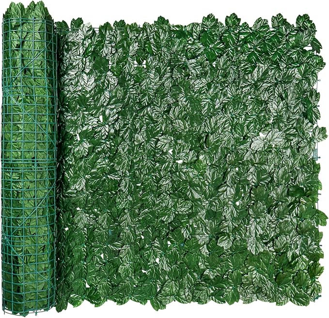 iCover Artificial Ivy Privacy Screen for Fence, 39x157in Strengthened Joint Prevent Leaves Falling Off, Faux Hedge Panels Greenery Vines, Decorative Fences for Outdoor Garden