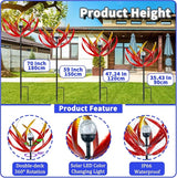 Wind Spinners Outdoor for Yard and Garden - Wind Sculptures & Spinners - 70 Inch Wind Spinner with Solar Powered Multi-Color Glass Ball Light for Yard Garden Backyard Lawn Decorations -Red and Gold