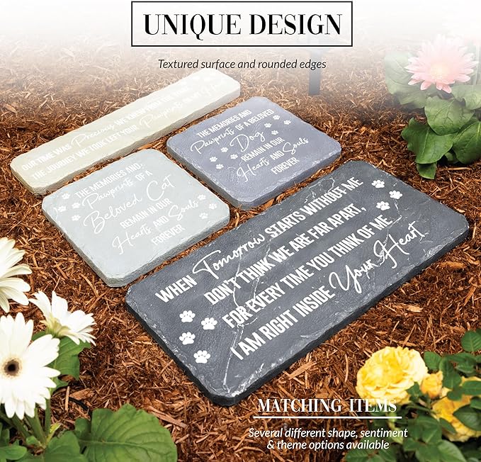 Pavilion Gift Company 25314 Dog Memorial-7.75" x 7.75" Garden Stone, Gray, White