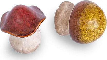 Ceramic Mushroom Garden Statue - Outdoor Decor for Whimsical and Enchanting Landscapes - Durable, Fade-Proof, and Easy to Clean - Set of 2, 4 Inche