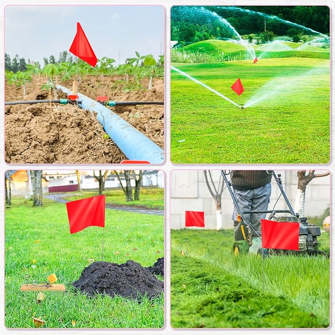 50 Pack Marking Flags Marker Flags for Lawn, IKAYAS 4 * 5 * 15 Inch Red and Blue PVC Small Yard Flags Yard Marking Flags Lawn Flags, Garden Flags, Survey Flags, Irrigation Flags, Landscape Flags