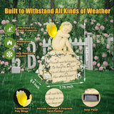 Inyasnowdis Solar Garden Angel Memorial Statue - Bereavement Gifts for Loved Ones & Pets, Hand-Painted Garden Sculpture with Engraved Stone Cemetery Grave Decorations