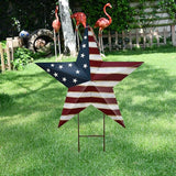 K KILIPES Metal Star Barn Yard Sign Garden Stake Decor for 4th of July, American Flag Patriotic Star Yard Stake Lawn Ornament Independence Day Memorial Veterans Day Outdoor Decorations