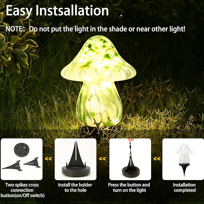 Solar Lights Outdoor Waterproof, Mushroom Garden Décor Powered by Solar, Outdoor Lights for Patio Yard Pathway Backyard Balcony Lawn Landscape Fountain Deck Pool Table Porch Decoration (Green)