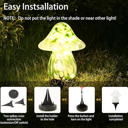 Solar Lights Outdoor Waterproof, Mushroom Garden Décor Powered by Solar, Outdoor Lights for Patio Yard Pathway Backyard Balcony Lawn Landscape Fountain Deck Pool Table Porch Decoration (Green)