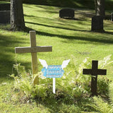 AceOrbit 13.8 X 7.9 Inches Large Happy Birthday in Heaven Decorations Cemetery Decorations for Grave Metal Memorial Remembrance Stake, Grave Markers for Human Cemetery Garden Yard Site Outdoor(Blue)
