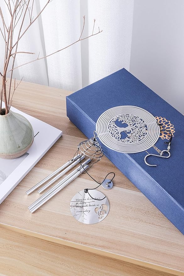 Sympathy Memorial Wind Chimes with Tree of Life Wind Spinner for Loss of Loved One - Ideal Bereavement/Condolence/Sorry for Your Loss Gifts