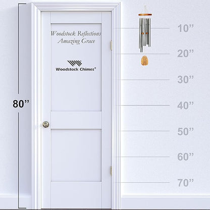 Woodstock Wind Chimes for Outside, Outdoor Decor, Memorial and Sympathy Chime, Garden, Patio, and Front Porch Decor, (25") Amazing Grace Wind Chime, Silver (WRAZ)