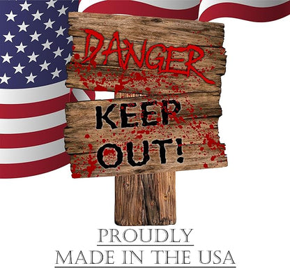 Large Beware Danger Haunted Keep Out Halloween Yard Sign Home Outdoor Lawn Decoration With Stakes Scary Spooky Decor 17x13 Inches (Danger)