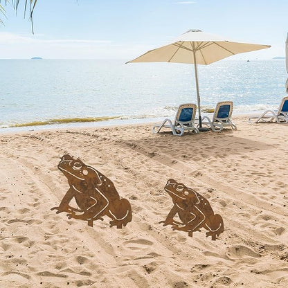 2 Pcs Rusty Frog Decorative Garden Stakes, Metal Yard Decor Metal Statues Garden Sculptures and Yard Art, Patio, Lawn Ornaments