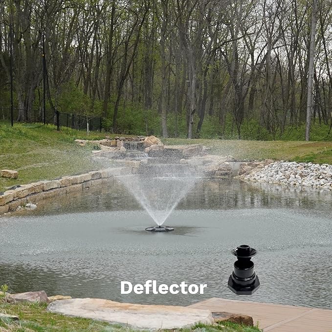 HALF OFF PONDS Floating Fountain, 1.75 HP Pond Aerator, 100 ft Cord, 14,800 GPH Water Pump, 11 Spray Patterns, Color-Changing LED Lights & Control Box, for Large Ponds, Lakes & Water Gardens