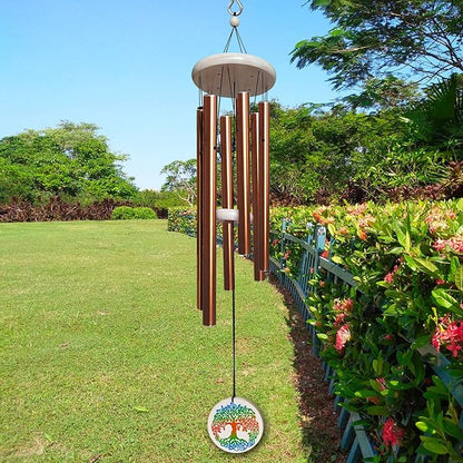 FONMY Wind Chimes Outdoor with Colorful Tree of Life Symbol Memorial Windchimes for Loved One Great Wind Chime Gifts 33 inches Copper Color Garden Home Yard Hanging Decor