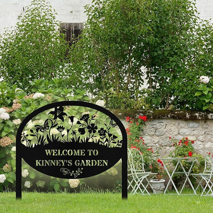 Personalized Metal Garden Signs with Stake, Custom Garden Signs for Outside Waterproof, Customized Name Sign Yard Lawn Gardens Decor Gardening Gifts for Moms Grandmas Gardeners