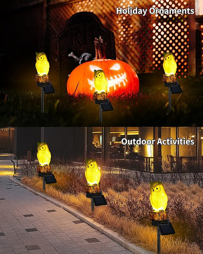 iStatue Solar Owl Garden Stake Lights, Realistic Resin Owl Outdoor Decor with Warm Glow, Waterproof Solar Yard Pathway Lawn Decoration Auto On/Off (1-Pack, Owl)