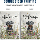 Floral Schnauzer Garden Flag Spring Summer House Flags 28 x 40 Double Sided Flower Dog Yard Flags for Outside Large Outdoor Welcome Flags