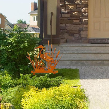 Rusty Heron Statues Outdoor – Metal Heron Statue for Garden Decor, Unique Outdoor Decor for Lawn & Patio Yard Porch Backyard Outdoor Decor