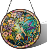 Stained Glass Sun Catcher,Fly HummingbirdStained Glass Window Hanging Garden Decor,Sun Catchers Indoor Window,Whimsical Decoration for Home Backyard Patio Lawn Porch with 9.8 INCH