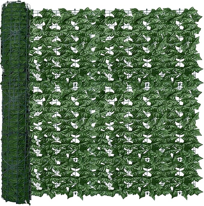 ODTORY Artificial Fence Privacy Screen: 4FT x 20FT UV-Anti Faux Greenery Backdrop Ivy Chain Link Shades Panels for Patio, Balcony, Garden,Deck,Backyard Indoor Outdoor Green Wall Decor