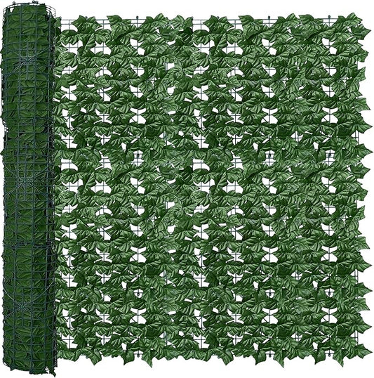 ODTORY Artificial Fence Privacy Screen: 4FT x 20FT UV-Anti Faux Greenery Backdrop Ivy Chain Link Shades Panels for Patio, Balcony, Garden,Deck,Backyard Indoor Outdoor Green Wall Decor