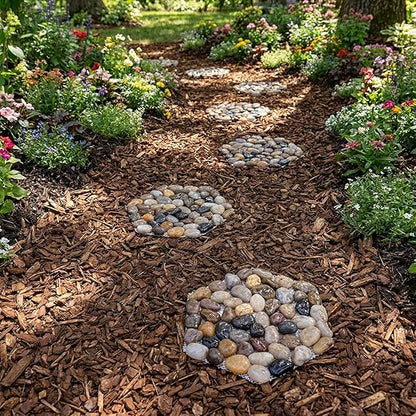 Qualdout River Rocks Stepping Stones Pavers Outdoor for Garden Walkway, Pebbles Polished Gravel for Yard Lawn Patio Pathway Landscaping, Set of 6 (Hexagon)