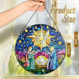 8'' Stained Glass Window Hanging, Nativity Scene Christmas Ornament, Christian Ornament, Sun Catcher Window Decor, Religious Holiday Decor, Gifts for Christmas, Religious Gift, Christian Gift