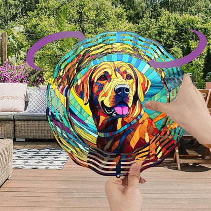 Labrador Retriever Wind Spinner Dog Memorial Gifts, Vibrant 3D Kinetic Aluminum Metal Yard Art, Loss of Dogs Sympathy Gifts, Hanging Outdoor Garden Decor, 8" Wind Sculptures for Patio, Porch (LR 6)