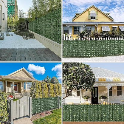 Faux Ivy Privacy Fence Screen 4PCS 20 x 20 Inch Artificial Faux Ivy Hedge Expandable Faux Privacy Fence Decoration for Wall Screen, Outdoor Garden, Wedding Decor,No Cable Tie (40x40 inches)