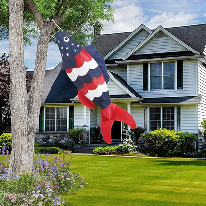 NOVWANG 40 Inch USA American Fish Windsock, Fish Windsock 4th of July Windsock Patriotic Wind Sock Outdoor Hanging Decoration for Garden Yard Balcony Boat Deck Dock Patio Decor