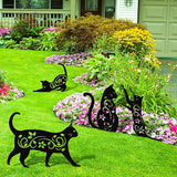 Elcoho 4 Pack Black Cat Silhouette Cute Metal Cat Garden Statues Bird Repellent Decorative Garden Stakes for Yard, Garden, Lawn Outdoor Decorations