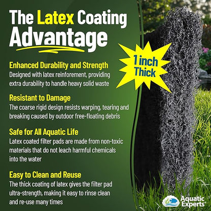 Aquatic Experts Classic Koi Pond Filter Pad COARSE – Bulk Roll Pond Filter Media, Rigid Ultra-Durable Latex Coated Fish Pond Filter Material US (12" x 12 Feet, Coarse (Black))