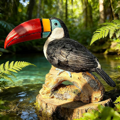 Teaeeno Toucan Decor Statue,Toucan Bird Outdoor Tiki, Resin Toucans Outdoor Tropical Decor Bird Sculptures for Patio Lawn Yard Home Decoration, Tropical Garden Decor
