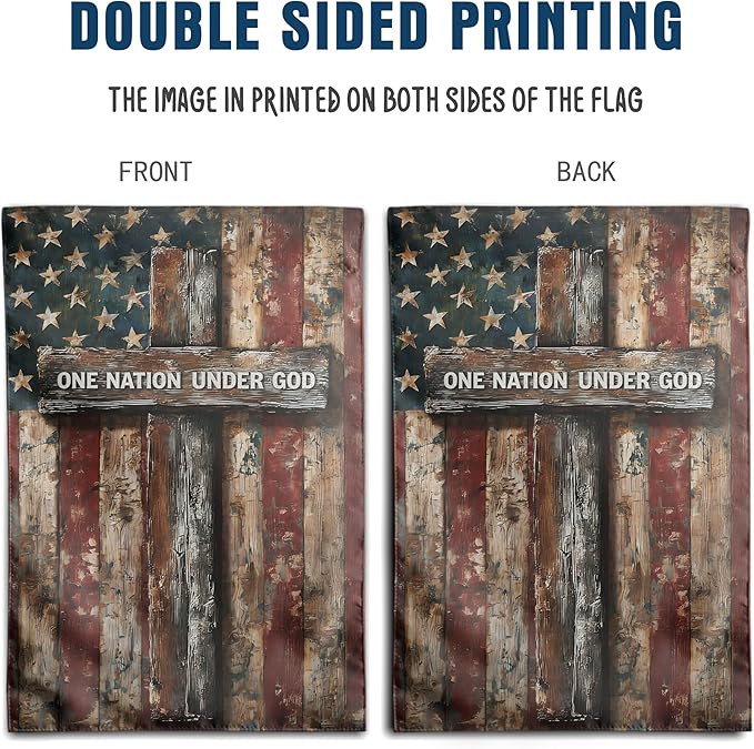 Patriotic American House Flag One Nation Under God Christian Garden Flags for Outside 28 x 40 Double Sided Large 250 Anniversary USA 4th of July Independence Memorial Day Decor