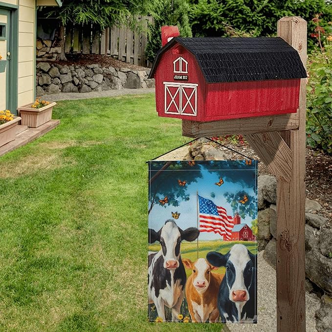 Cow Print Garden Flag Seasonal Double Sided 12 x 18 Inch Small Yard Flag for Indoor Outdoor Decor Holiday All Seasons