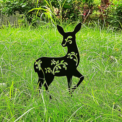 Tipmant Metal Iron Art Decoration Animal Silhouette Decorative Stakes Statues Ornament Crafts for Outdoor Gardens, Yard, Courtyards, Parks, Lawns, Potted Plants, Patio (3 Deers)
