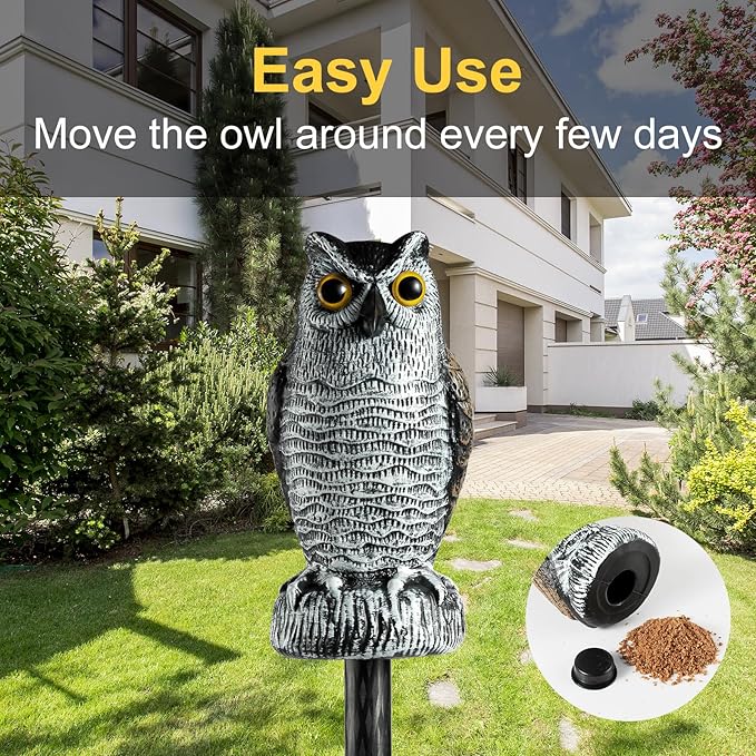 OFFO Fake Owls, Plastic Owl Statue to Decorate The Garden, Porch Pool Patio Yard, Halloween Decorations for Outdoor Garden, 8.3 in Height, Brown and White