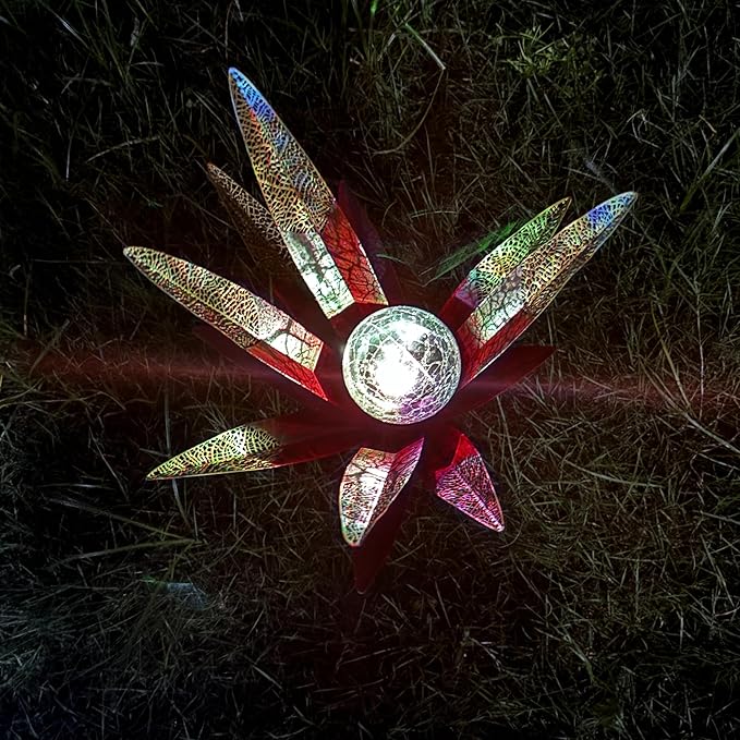 Tequila Rustic Sculpture, Metal Agave Statues Garden Hand Painted Decor for Yard Lawn Patio, Home Outdoor Courtyard Decoration with Solar Light Hollowed Leaves, Ornament Gifts (Red, Size)