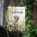 Floral White Lab Garden Flag Spring Summer House Flags 28x40 Double Sided Flower Dog Labrador Yard Flags for Outside Large Outdoor Welcome Flags, p-whitelab