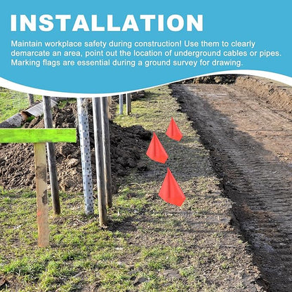 M METERXITY 20-Pack Blank Marking Flags, 15x5.1x4 Inch Waterproof Yard Flags Marking for Lawn/Garden/Irrigation/Landscape/Sprinkler/Survey/Dog Training/DIY [Red]