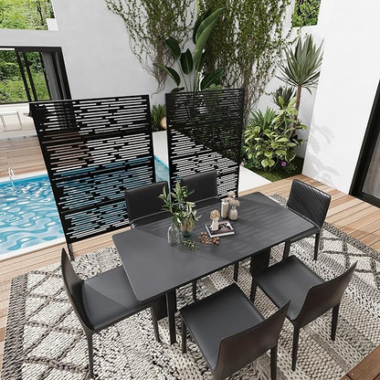 Garveelife Metal Privacy Screen 72" H×47" W for Outdoor Freestanding Decorative Privacy Wall Panels with Stand, Patio Balcony Screens for Outside Divider Deck Porch Garden, 1PC