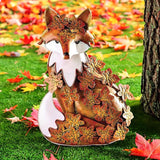 Teaeeno Metal Fox Garden Statue - Standing Fox Yard Art Decor, Maple Leaf Outdoor Lawn Art, Perfect for Patio