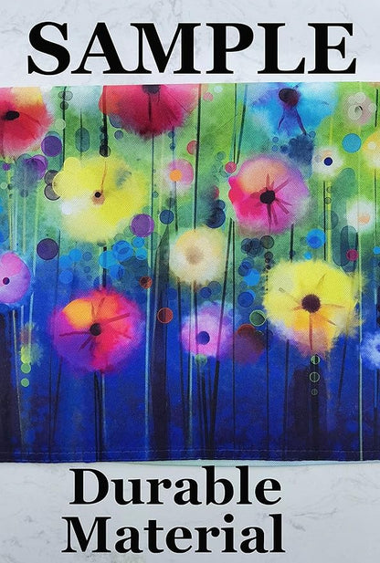 Watercolor Abstract Spring Summer Seasonal Green Floral Flowers Painting Art Garden Yard Flag 12"x 18" Double Sided Polyester Welcome House Flag Banners for Patio Lawn Outdoor Home Decor