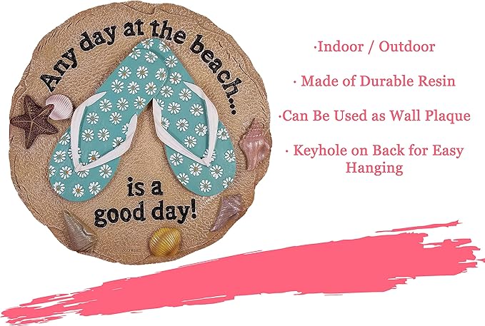 Spoontiques - Garden Décor - Beach Sandals Stepping Stone - Decorative Stone for Garden