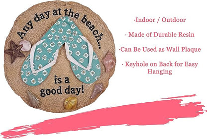 Spoontiques - Garden Décor - Beach Sandals Stepping Stone - Decorative Stone for Garden