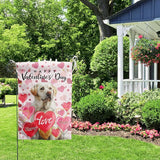 White Lab Valentine Garden Flag Valentines Day Flags for Outside 12x18 Double Sided Small Yard Flags Labrador Dog Valentine's Day Decor Outdoor Lawn Valentines Banners Front Porch
