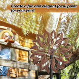 Wind Spinners Outdoor for Yard Garden, 360° Metal Windmills Art Decor with Stake, Kinetic Wind Sculpture for Lawn Patio Outside Ornaments, 63.5 x 12.5 Inches (Rust Color)