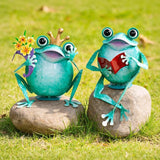Ratuor Frog Statue Garden Outdoor Decor Metal Frog Yard Art Sculpture Lawn Ornaments for Backyard Pond Patio Porch Outside Decorations