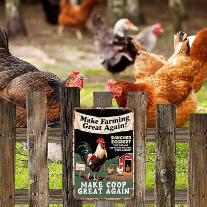 Funny Chicken Coop Signs and Accessories, Make Farming Great Again, Patriotic Farmhouse Metal Wall Art for Coop Farm Stand Chicken Farm Fresh Butt Nuggets Sign 8×12 Inch (green chicken coop)